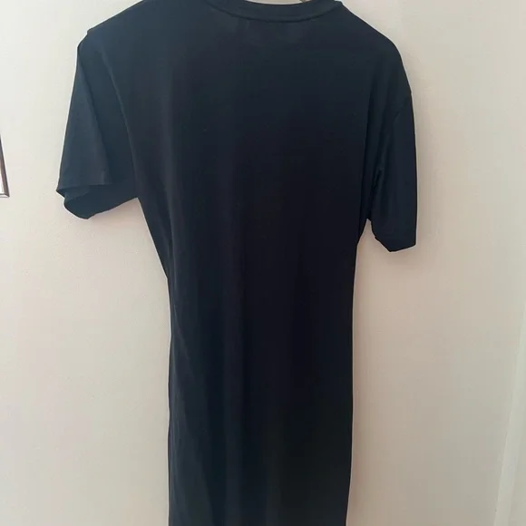 Theory Black T-shirt Side Drape Dress Crew Neck - Picture 5 of 6